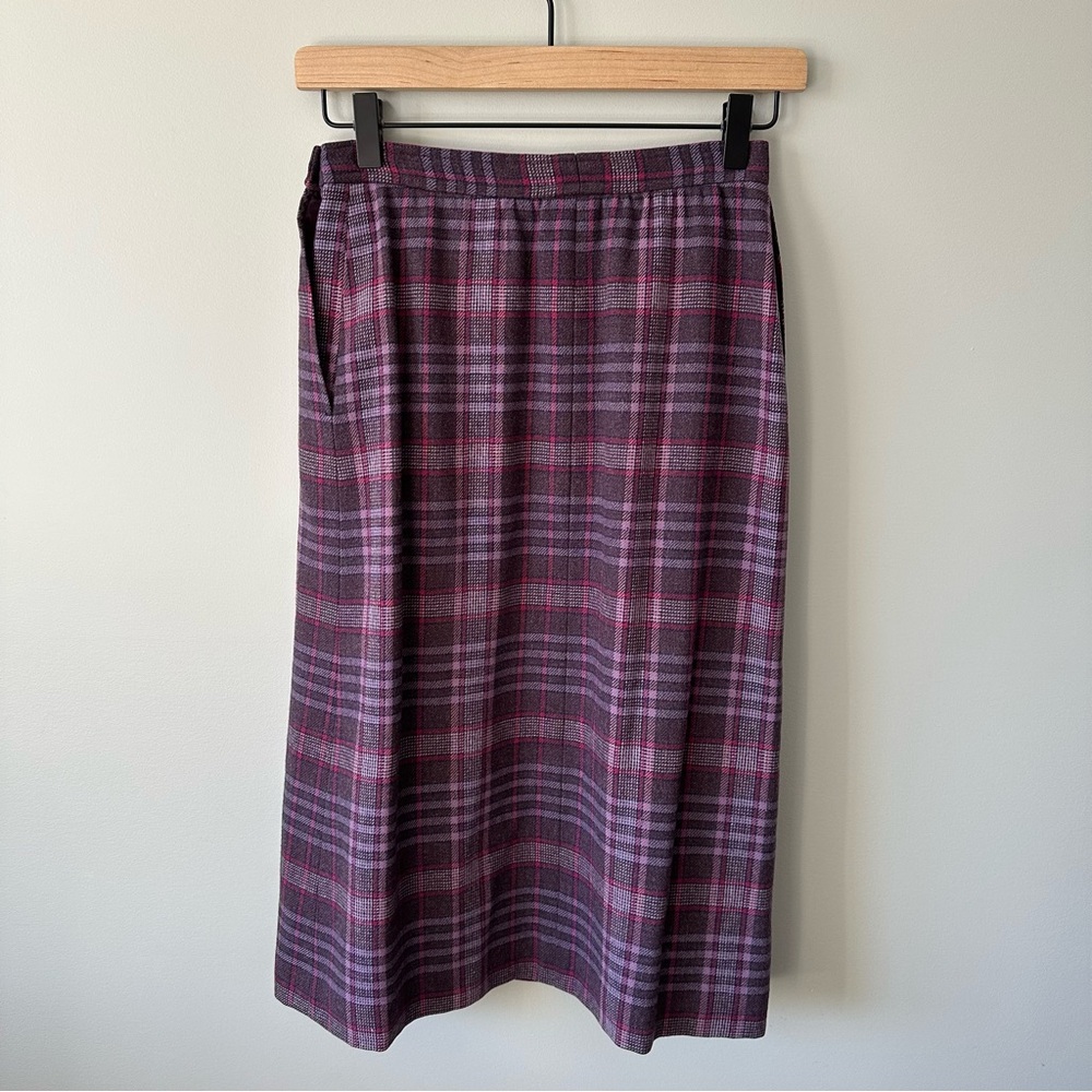 Pendleton Blazer Skirt Scarf Set Sz 8 10 Purple Plaid Wool Vintage Made in USA - Picture 12 of 16